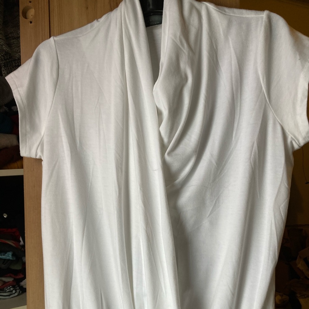 Classic white front wrap blouse
